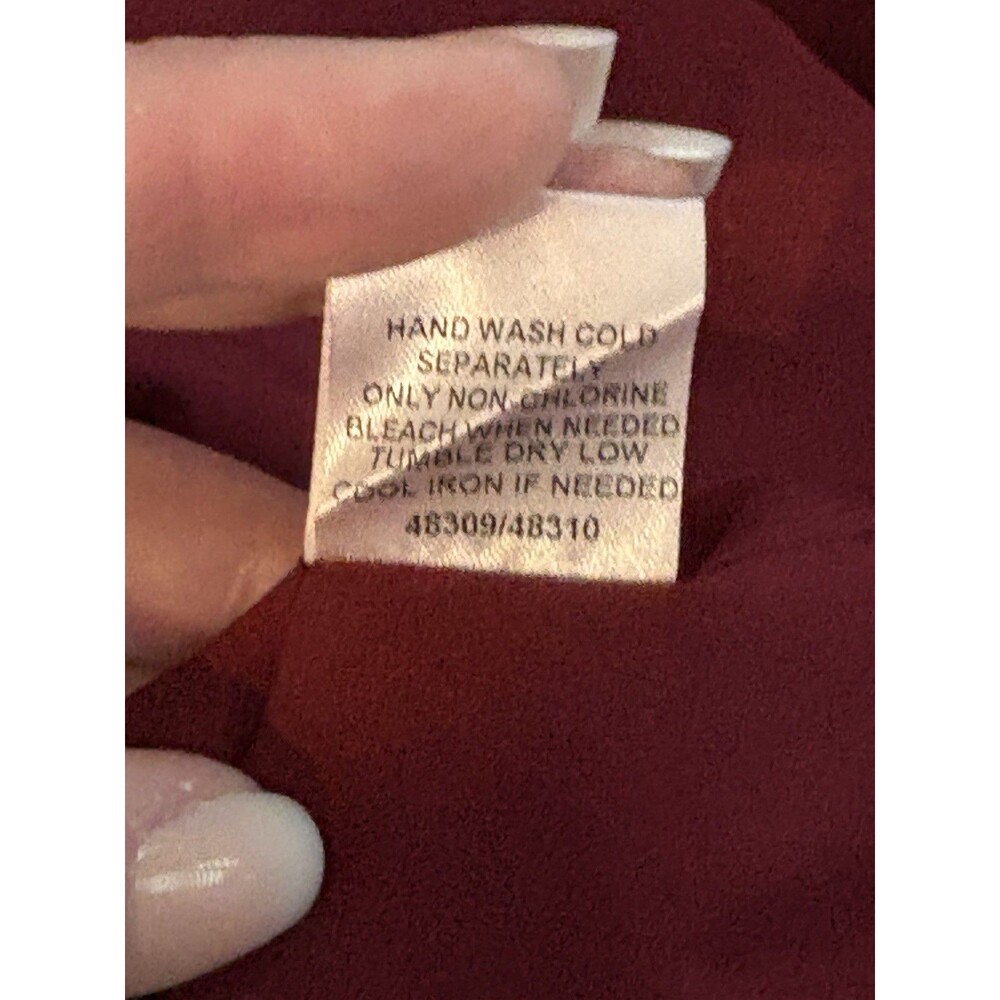 Sugarlips Burgundy Satin Midi Dress M Flutter Sleeve Wedding Guest GUC - Picture 7 of 8